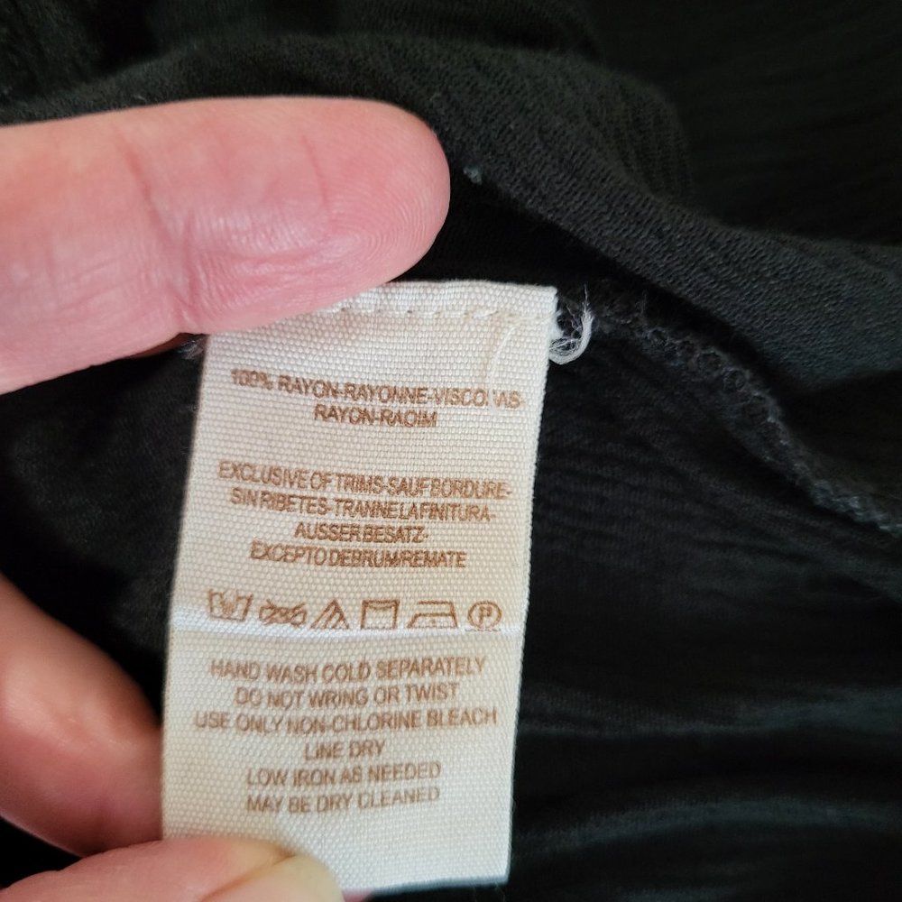 FREE PEOPLE Diamond Embroidered Bell Sleeve Top Black/White SZ L - Picture 8 of 10